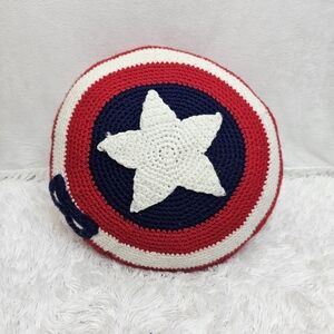 Captian america marvel crochet handmade throw pillow.